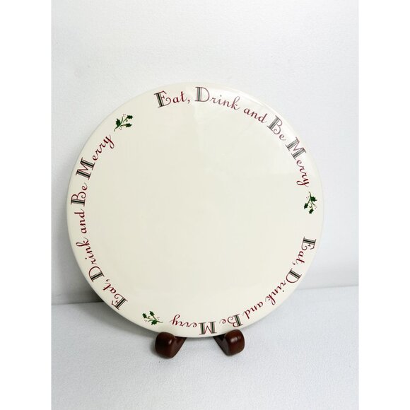 Set of 2 Target Home Holly Eat Drink & Be Merry Christmas Plates - Picture 2 of 7